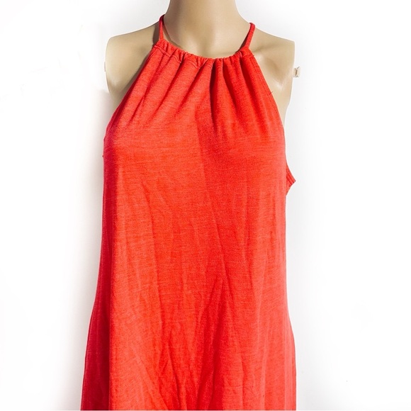 Revolve Lanston Halter Neck Hi-Lo Sleeveless Midi Dress In Coral Orange Sz M NWT - Picture 8 of 9